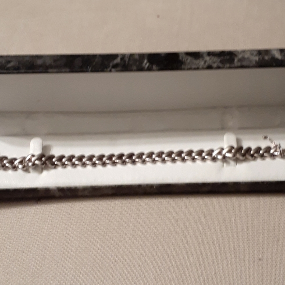 STERLING 925 CHEVRON LINK BRACELET 7.5" ITALY